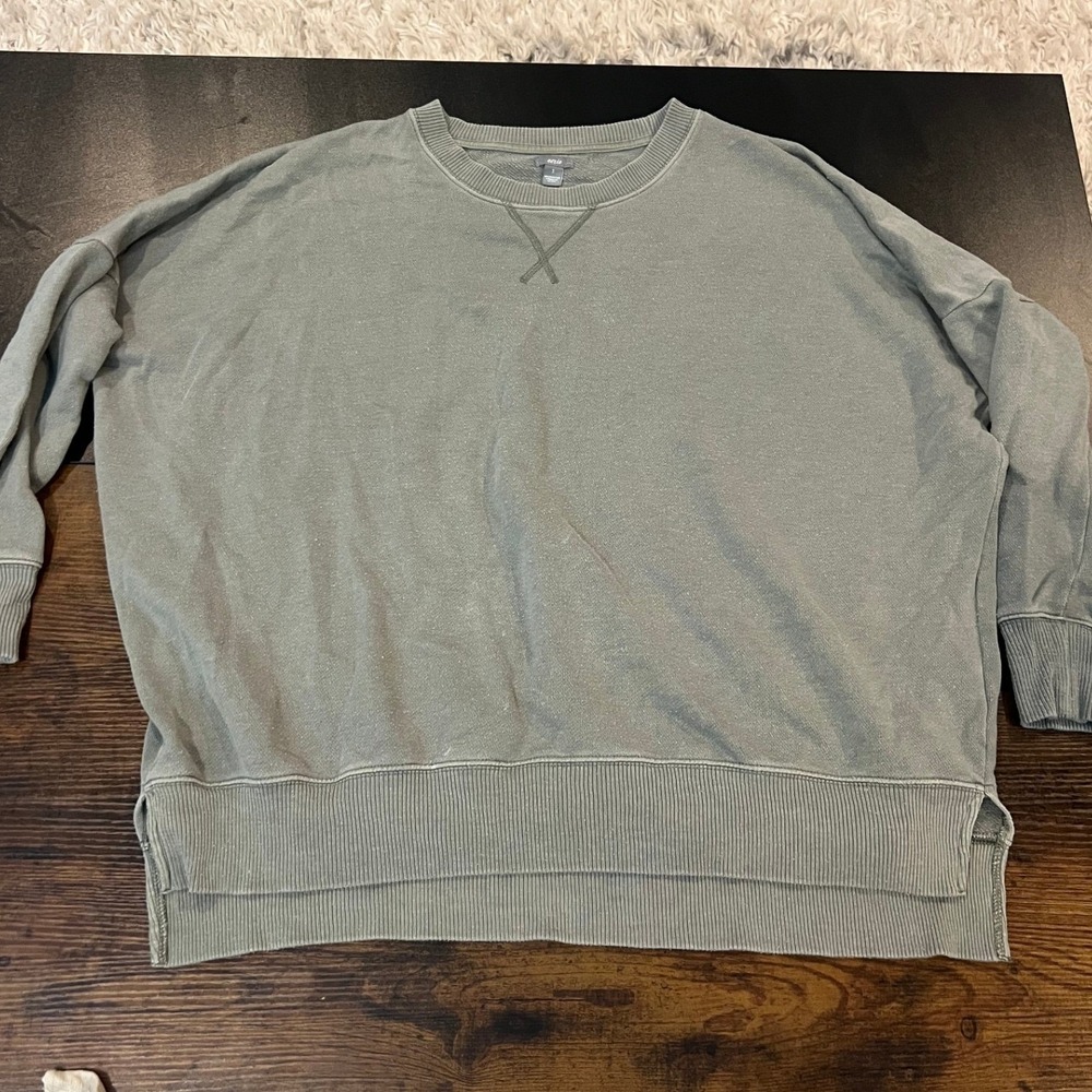 Aerie Oversized Crewneck Sweatshirt Sage Green‎ Pullover Small